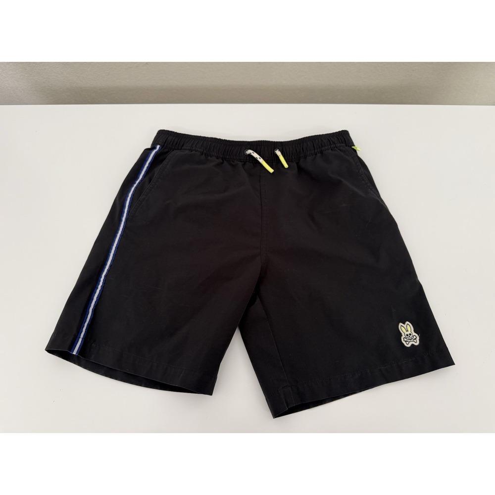 Psycho Bunny Boys Size 14/16 Black Swim Shorts / Board Shorts Drawstring Waist